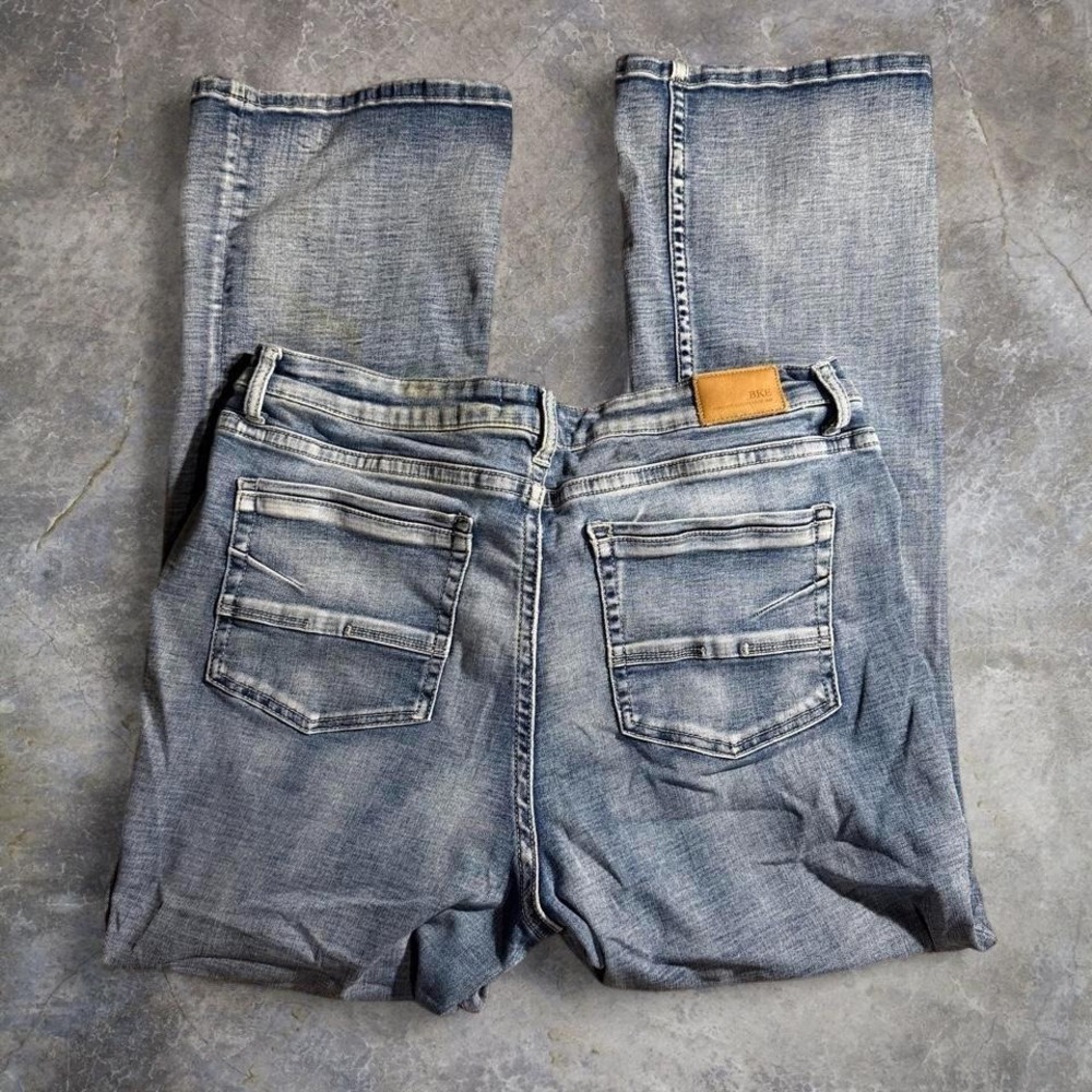 BKE blue bootcut jeans with a slight flare